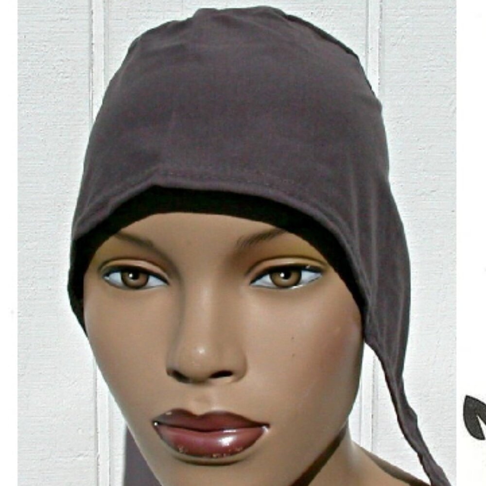 Dark Grey Cotton Tie Back Bonnet